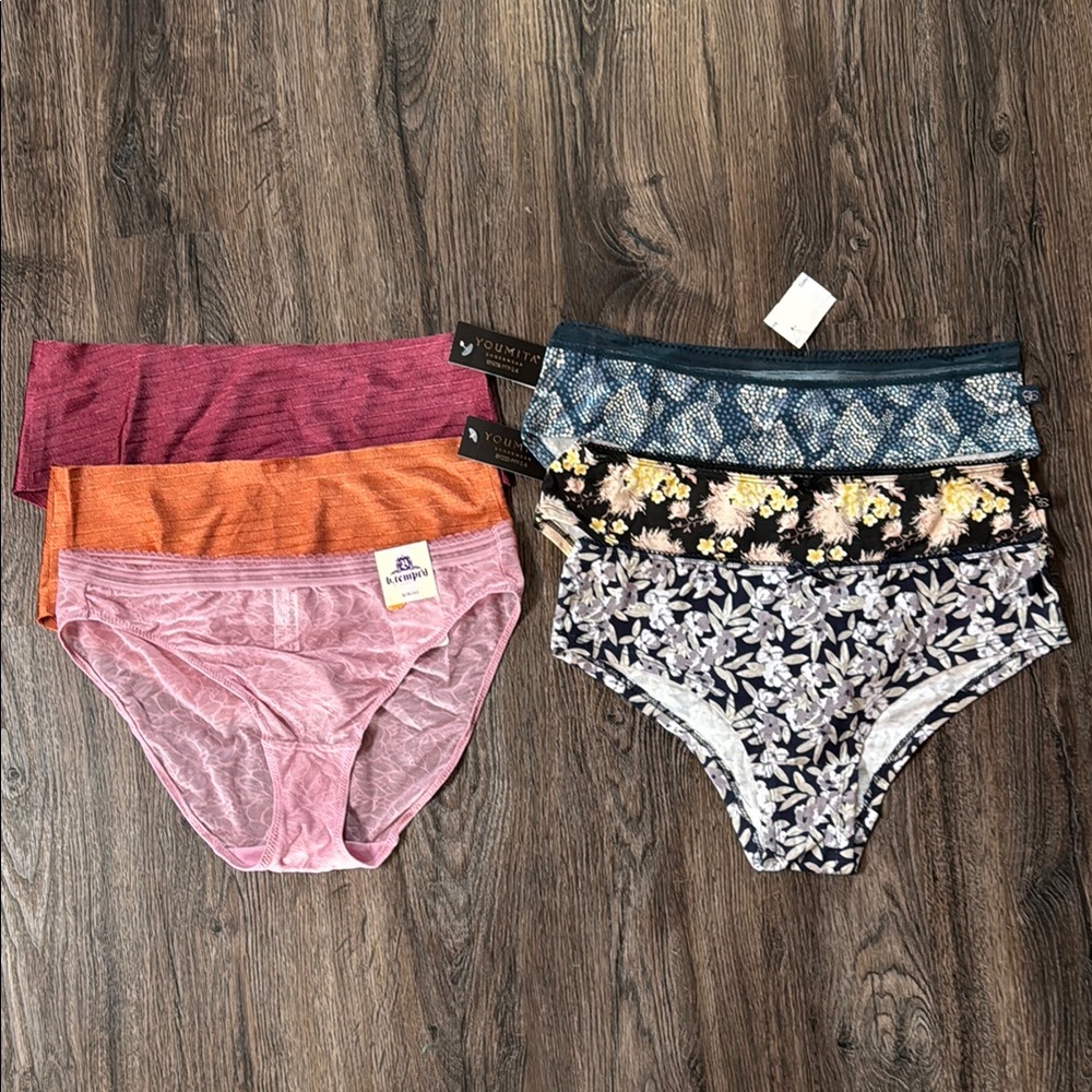Youmita Pink and Orange Panties Set with Lace